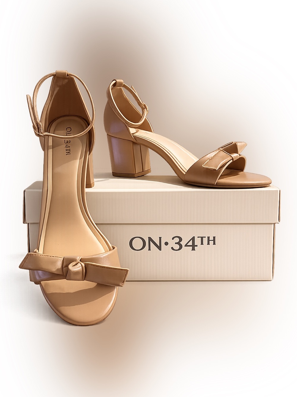 On 34th AmandaaP Knotted Block Heel Sandals | NIB | Women's Size 9.5 Med Width